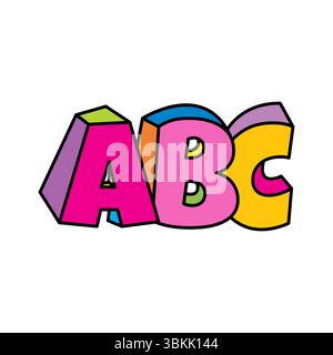 Lettere ABC vettoriali di progettazione 3D colorati su sfondo bianco Illustrazione Vettoriale