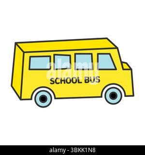 semplice illustrazione vettoriale del design dell'icona dello scuolabus a cartoni animati Illustrazione Vettoriale