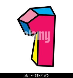 un logo vettoriale o numero 1, colorata e divertente illustrazione di design Illustrazione Vettoriale