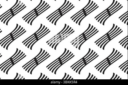 Motivo vettoriale a strisce monocromatiche bianche e nere senza cuciture per superfici moderne Geometric Tech Illustrazione Vettoriale