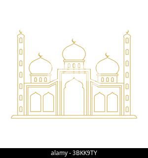 architettura della moschea dorata disegno islamico illustrazione vettoriale Illustrazione Vettoriale