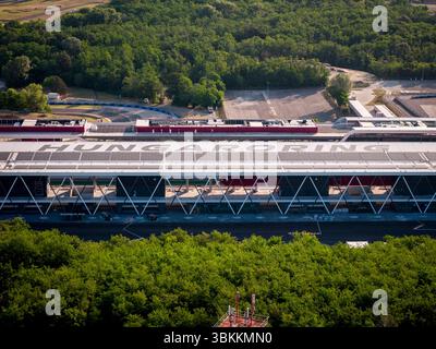 Nuove foto sull'Hungaroring. Questa è la pista ufficiale ungherese di F1. Tema principale nuovo edificio Padock e tribuna che sono stati costruiti nel 2025 Foto Stock