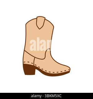 Vettoriale pulito di un semplice stivale da cowboy color marrone chiaro. Ideale per l'uso come design di base, modello modificabile o icona a tema occidentale. Illustrazione Vettoriale