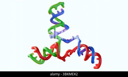 Rendering 3d della giunzione a tre vie del DNA, presente in processi biologici come la ricombinazione, la riparazione e la replicazione del DNA. Foto Stock