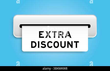 Banner buono bianco con sconto extra sulla macchina su sfondo blu Illustrazione Vettoriale