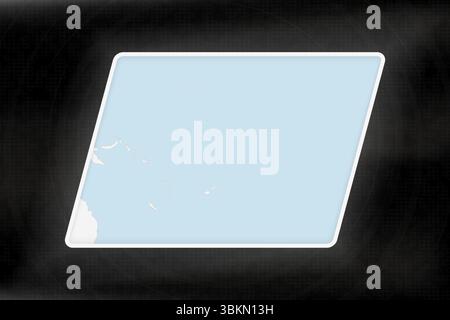 Tuvalu evidenziato in colori bandiera sulla mappa geografica. Mappa moderna su uno sfondo scuro astratto. Illustrazione Vettoriale