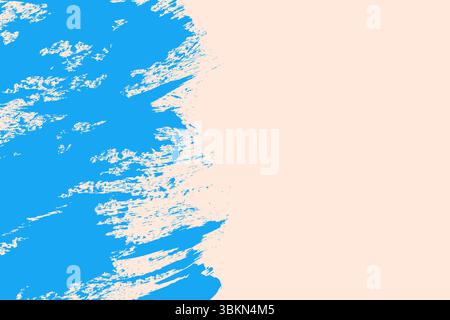 Granulosità sporca verniciata a mano. Design retrò con corsa del pennello con bordo danneggiato. Sfondo colorato e scolorito. Illustrazione Vettoriale