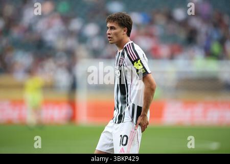 PHILADELPHIA, USA - 22 giugno 2025: Kenan Yildiz della Juventus FC durante la partita del gruppo G della Coppa del mondo FIFA Club tra Juventus FC e Wydad AC al Lincoln Financial Field (credito: Craig Mercer/ Alamy Live News) Foto Stock