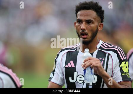 PHILADELPHIA, USA - 22 giugno 2025: Lloyd Kelly della Juventus FC durante la partita del gruppo G della Coppa del mondo per club FIFA tra Juventus FC e Wydad AC al Lincoln Financial Field (credito: Craig Mercer/ Alamy Live News) Foto Stock