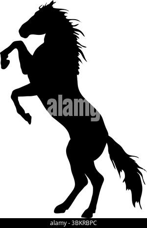 La silhouette nera di un cavallo che si sta preparando. Illustrazione vettoriale. Illustrazione Vettoriale