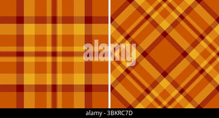 Tessuti caldi e invitanti. Due varianti di plaidtartan autunntonato. Perfetto per sfondi stagionali, stampe in tessuto o design rustici Illustrazione Vettoriale