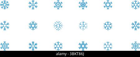 Fiocchi di neve, fiocchi di neve sottili pacchetto icone semplice, modello fiocchi di neve invernali, set icone fiocco di neve blu, illustrazione vettoriale fiocchi di neve. Illustrazione Vettoriale