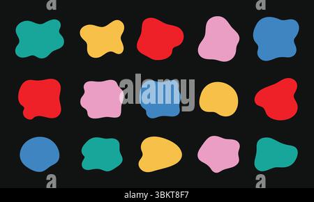 Raccolta di forme liquide. Set di elementi organici astratti rotondi di colori alla moda Illustrazione Vettoriale