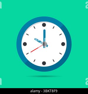 Vettore icona orologio, parete frontale orologio in stile piatto, insegna orologio, simbolo orologio isolato orologio timer, clipart orologio ufficio, design icona business per Web e app Illustrazione Vettoriale