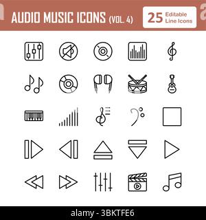 Set icone musica audio (vol. 4) Illustrazione Vettoriale