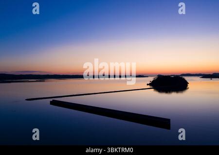 Alba sulla baia di Matsushima, Miyagi, Giappone. Foto Stock