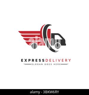 Design del logo per la consegna rapida - Logo aziendale per i servizi di spedizione o di spedizione Illustrazione Vettoriale