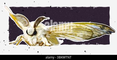 Immagine digitale di un primo piano di Silkmoth addomesticato Foto Stock