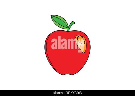 Apple one line drawing continuous line frui hand drawn minimalist illustration vector icon Illustrazione Vettoriale