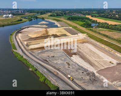 Haltern-Marl, Renania settentrionale-Vestfalia, Germania – Lippe, protezione dalle inondazioni nella zona Haltern-Lippramsdorf-Marl (Halima). Protezione dalle inondazioni sul Lippe Foto Stock