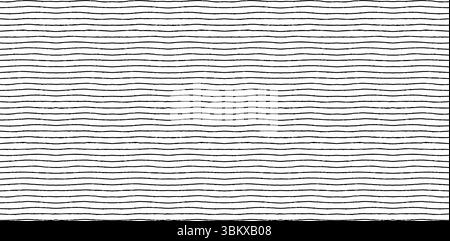 Motivo senza cuciture con fodera orizzontale e strisce sottili con trama a matita. Sfondo semplice con strisce di tracciatura in bianco e nero Illustrazione Vettoriale