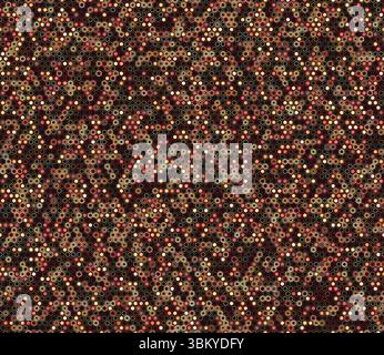 Sfondo a nido d'ape. Elementi geometrici di vari stili e colori. Forme esagonali piccole. Modello a piastrelle. Sfondo senza interruzioni. Illustrazione Vettoriale