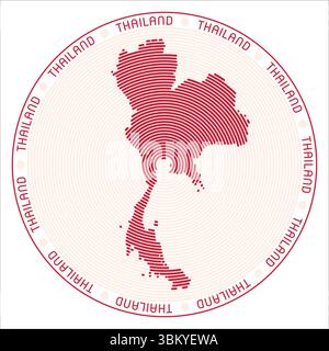 Design con logo rotondo in Thailandia. Costruzione di anelli a forma di paese. Testo della Thailandia in tutto il paese. Illustrazione vettoriale. Illustrazione Vettoriale