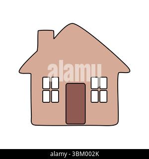 Illustrazione casa marrone. Immagine della struttura dell'edificio. Vettore proprietà casa. Icona del simbolo della residenza. Illustrazione Vettoriale