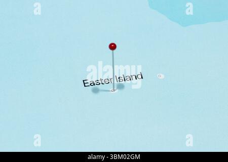 Foto macro di un ago rosso nell'Isola di Pasqua nel mezzo dell'oceano atlantico sotto il controllo del Cile Foto Stock