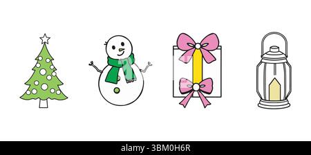 Deliziose icone di Natale Una celebrazione natalizia di festività Illustrazione Vettoriale