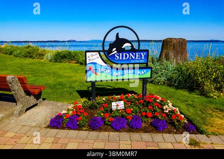 Cartello di benvenuto, Sidney, Columbia Britannica, Canada. Foto Stock