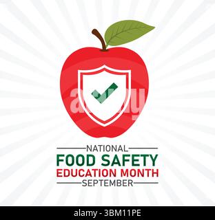National Food Safety Education Month. Settembre. Concetto di vacanza. Modello per sfondo, banner, scheda, poster con iscrizione di testo. Vettore Illustrazione Vettoriale