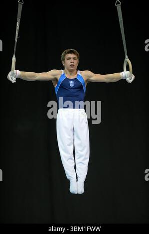 FIG Artistic Gymnastics Glasgow Grand Prix alla Kelvin Hall International Sports Arena il 15 maggio 2009 a Glasgow, Scozia. Regno Unito. Petrounias in azione foto di Alan Edwards© Foto Stock