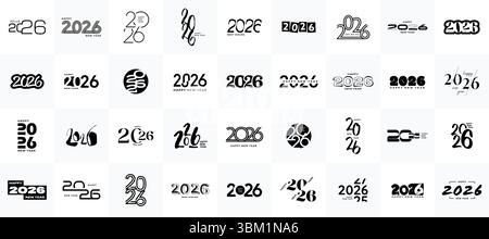 Collezione Capodanno 2026, serie di numeri felice anno nuovo 2026 Illustrazione Vettoriale