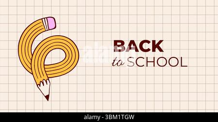 Scheda, banner e modello per poster con matita ricurva Illustrazione Vettoriale