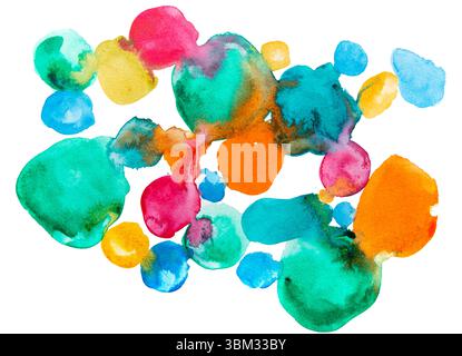 Colorate macchie di acquerello disegnate a mano libera Foto Stock