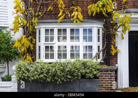 Finestra bianca in casa tradizionale, Londra Inghilterra Regno Unito Regno Unito Foto Stock