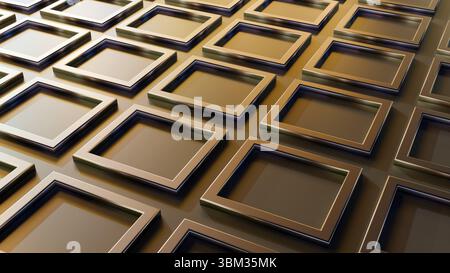 Rendering 3d di un pattern simile a una griglia composto da numerosi piccoli quadrati scuri disposti su uno sfondo di colore chiaro e testurizzato. Foto Stock