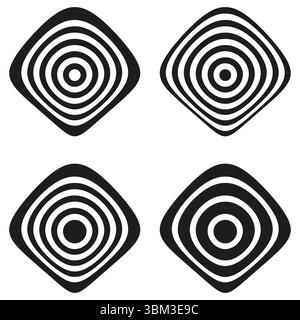 Ripetizioni del cerchio concentrico. Forme dell'anello di destinazione. Vettore rotondo geometrico. Design a labirinto circolare. Illustrazione Vettoriale