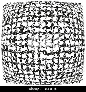 Trama di ripetizione sferica. Design circolare tratteggiato. Illustrazione della sfera geometrica. Effetto mezzitoni vettoriali. Illustrazione Vettoriale