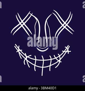 Design a forma di maschera horror con sfondo blu navy Illustrazione Vettoriale