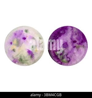 Set della luna. Illustrazione acquerello. Lati bui e chiari. Foto Stock