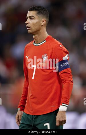 MUNCHEN - Cristiano Ronaldo del Portogallo durante la semifinale di UEFA Nations League Germania contro Portogallo alla Monaco Football Arena il 4 giugno 2025 a Monaco, Germania. ANP | Hollandse Hoogte | MAURICE VAN STEEN Foto Stock