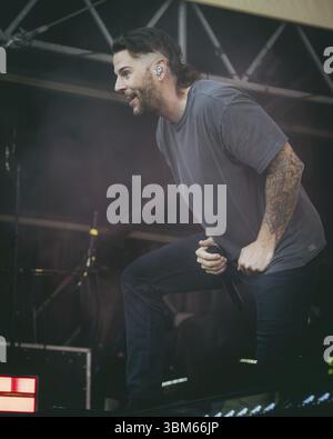 M. Shadows (Matthew Charles Sanders), cantante degli Avenged Sevenfold, live allo Zitadelle Spandau di Berlino il 21/06/2025 Foto Stock