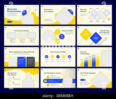 Un modello PowerPoint aziendale pulito e moderno. Include 12 diapositive ideali per profili aziendali, presentazioni di marketing, piani strategici e presentazioni Illustrazione Vettoriale