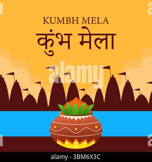illustrazione per celebrare il festival kumbh mela in flat design Illustrazione Vettoriale