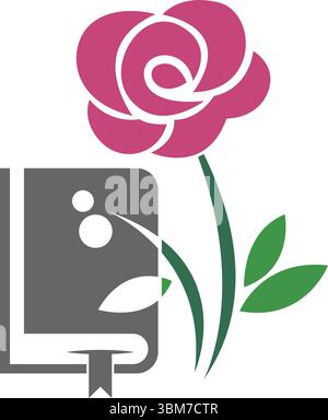 Modello di design dell'icona del logo del libro Illustrazione Vettoriale