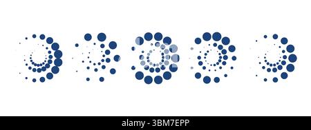 Set di cerchi pop art. Forma il motivo dei punti in stile pop art. Texture moderna ed elegante. Ripetizione geometrica dell'illustrazione vettoriale. Design rotondo Illustrazione Vettoriale