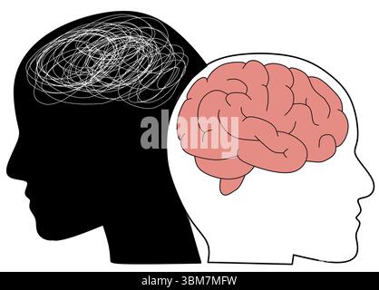 Menti contrastanti: Caos contro chiarezza nel pensiero umano e nella salute mentale Foto Stock
