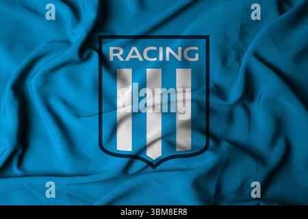 Pringsewu, Lampung; 25 giugno 2025; Logo della bandiera del Racing Club Football Club nella massima serie argentina Foto Stock